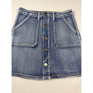Lexi Jeans Women's Denim Mini Skirt Size 8 Medium Wash Button Front Y2K